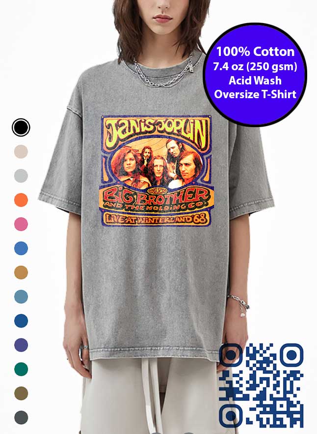 Janis Joplin 1968 Album Cover Acid Wash T-Shirt. Made in Toronto Tee. 1960s Music Tshirt.