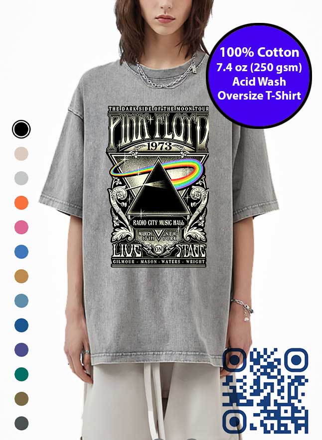 1973 Pink Floyd Poster Art Acid Wash T-Shirt. Made in Toronto Tee.