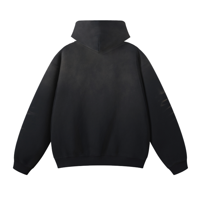 Hustle Harder Black Streetwear Unisex Monkey Washed Dyed Fleece Hoodie