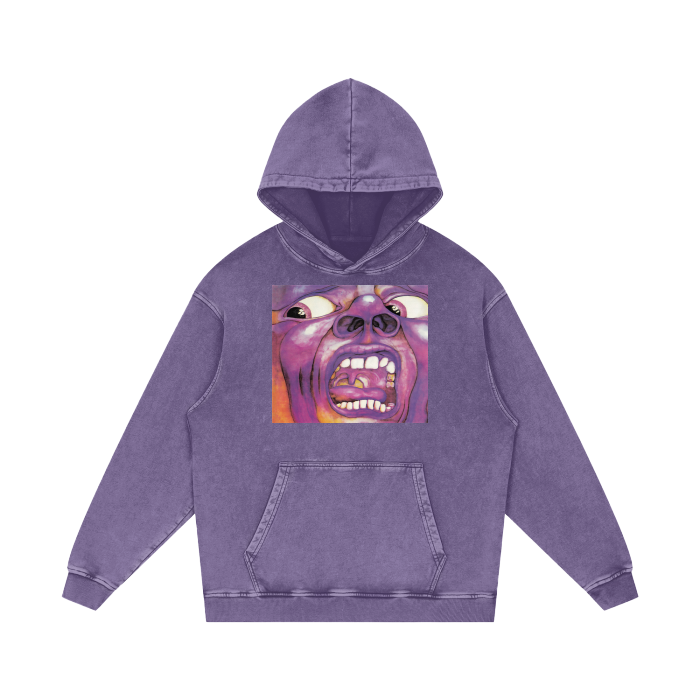 Classic King Crimson Album Cover Acid Wash Oversize Hoodie.