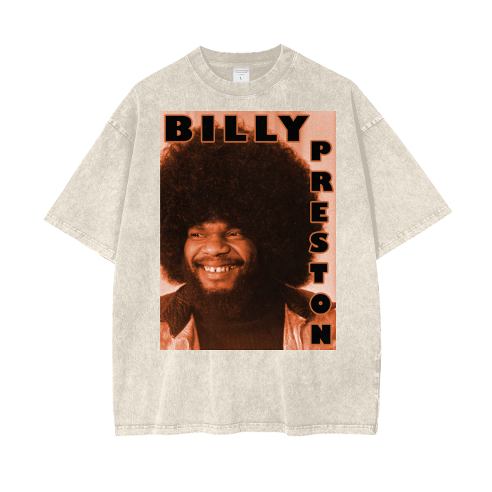 Billy Preston Acid Wash Oversize T-Shirt. Afro Tee. Vintage Style Musician Tshirt.