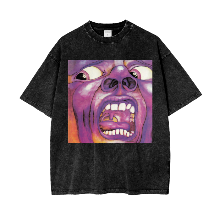 King Crimson Album Cover Acid Wash Oversized T-Shirt. Vintage Style Band Tshirt.