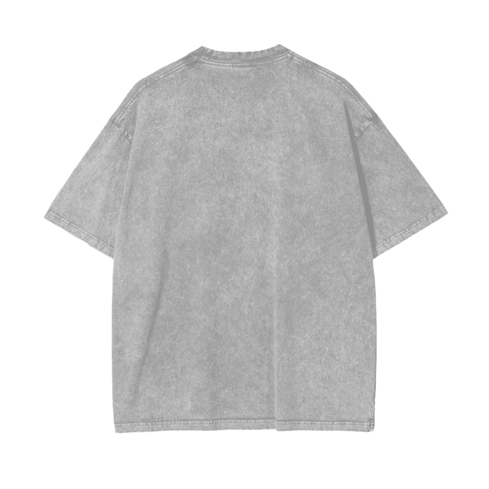 Bob Marley One Love Mural Acid Wash Oversize T-Shirt. Reggae Music Tee in Grey.
