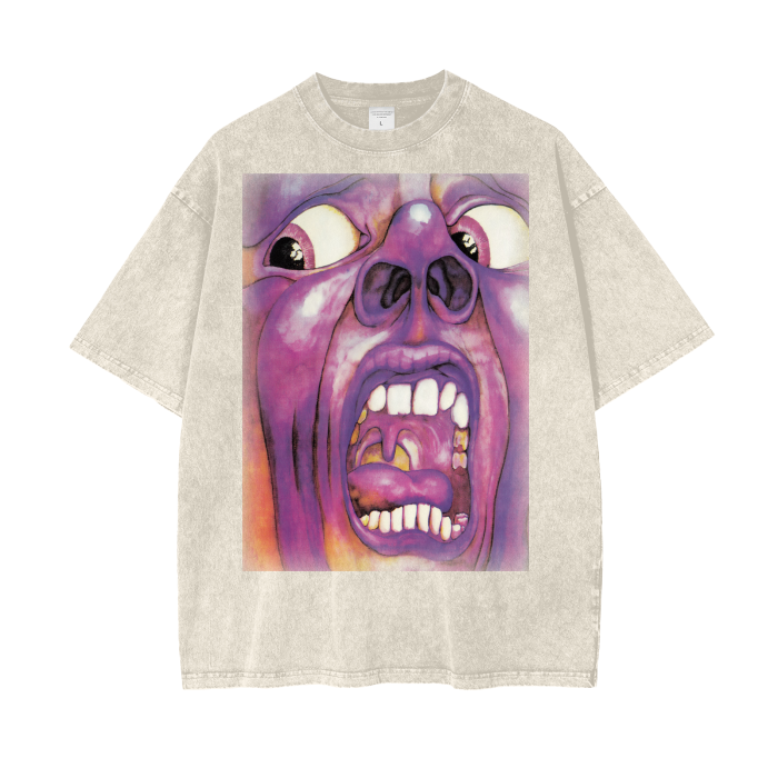 King Crimson Album Cover Acid Wash Oversized T-Shirt. Vintage Style Band Tshirt.