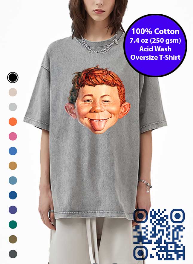 Alfred E. Neuman Comic Mad Magazine Acid Wash T-Shirt. Made in Toronto Tee.