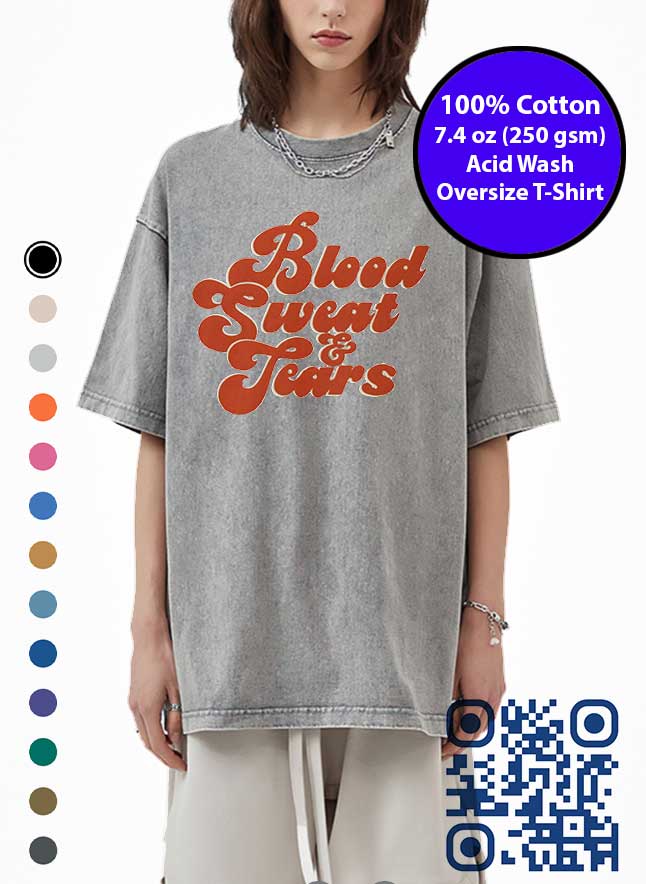 Blood Sweat & Tears Logo Acid Wash T-Shirt. BST Logo Tshirt | GFXTEES,com Toronto Canada.