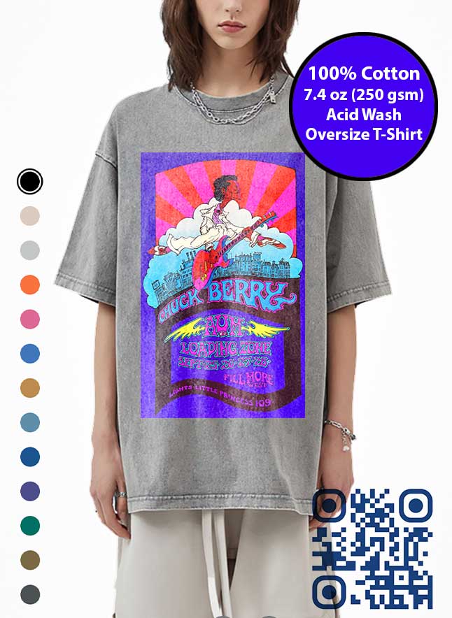 Colorful Chuck Berry Filmore Poster Acid Wash T-Shirt. Chuck Berry Tshirt | GFXTEES,com Toronto Canada.