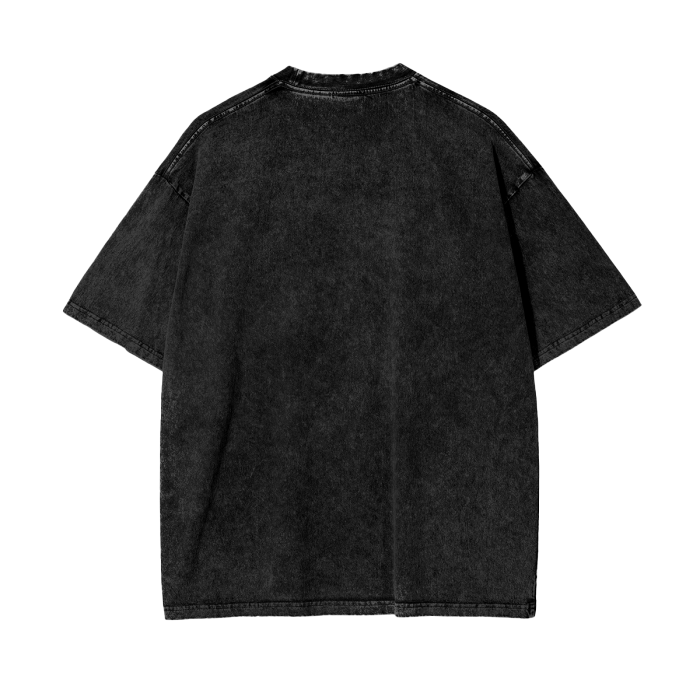 Funky Stevie Wonder Art Acid Wash Oversized T-Shirt. African American Artwork Tee in Black.