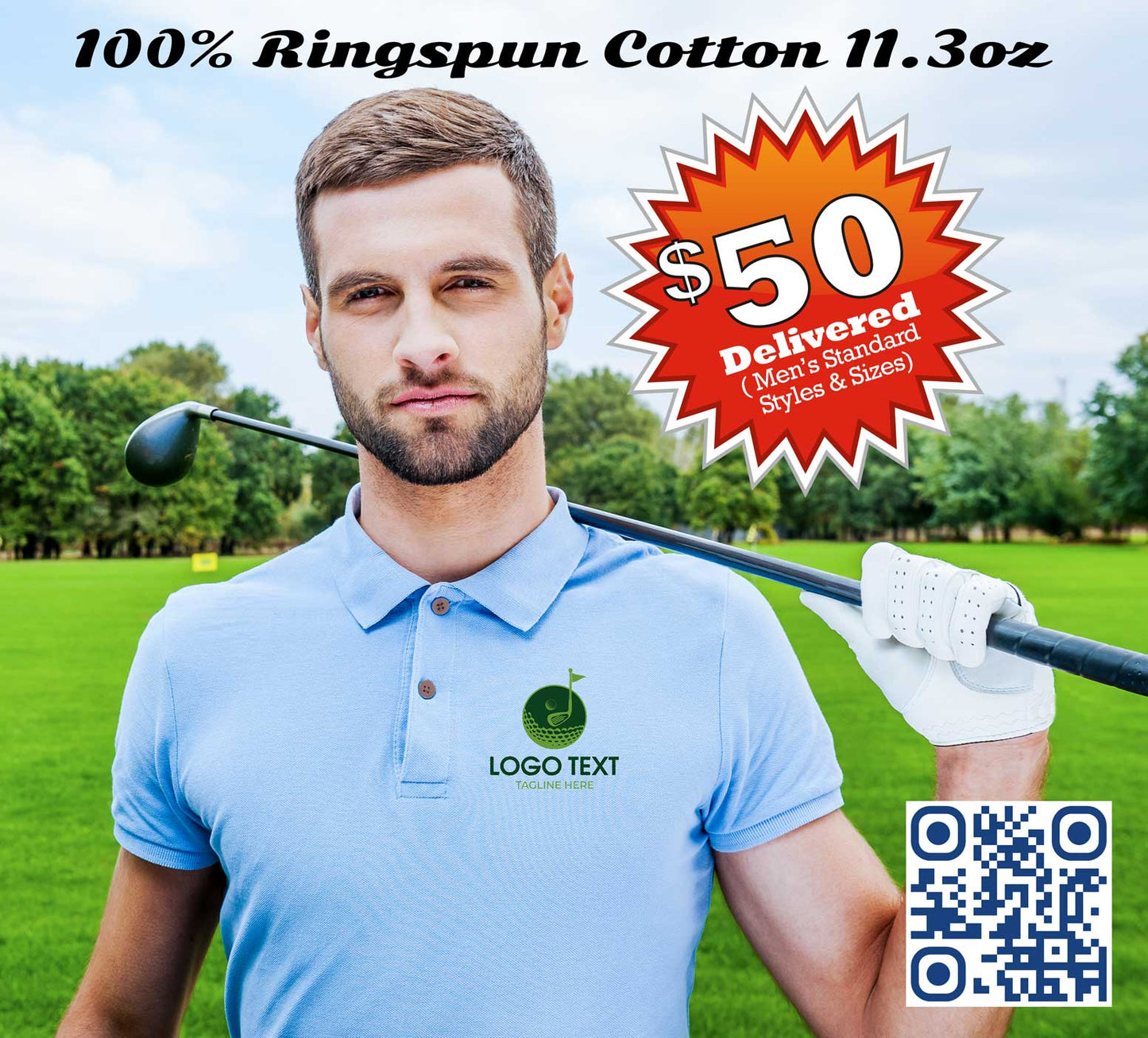 Custom Pique Polo Shirt. Embroidered Golf Shirt. Personalized Golf Shirt. Proud Canadian Clothing. Free Shipping in Canada and the USA.