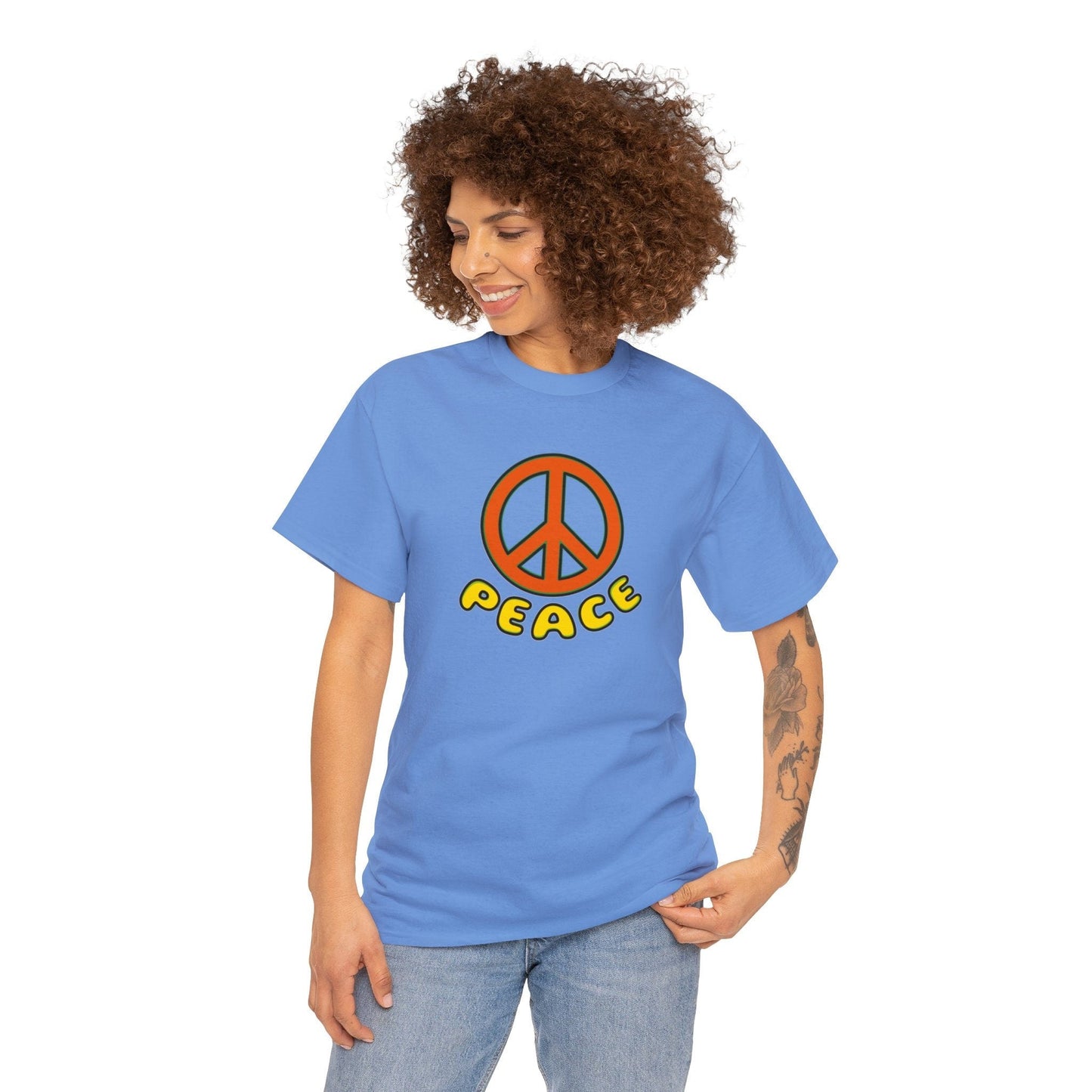 Give Peace a Chance 1960s Retro Design Unisex Heavy Cotton Tee. Vintage Design Tshirt for Peace Loving People.
