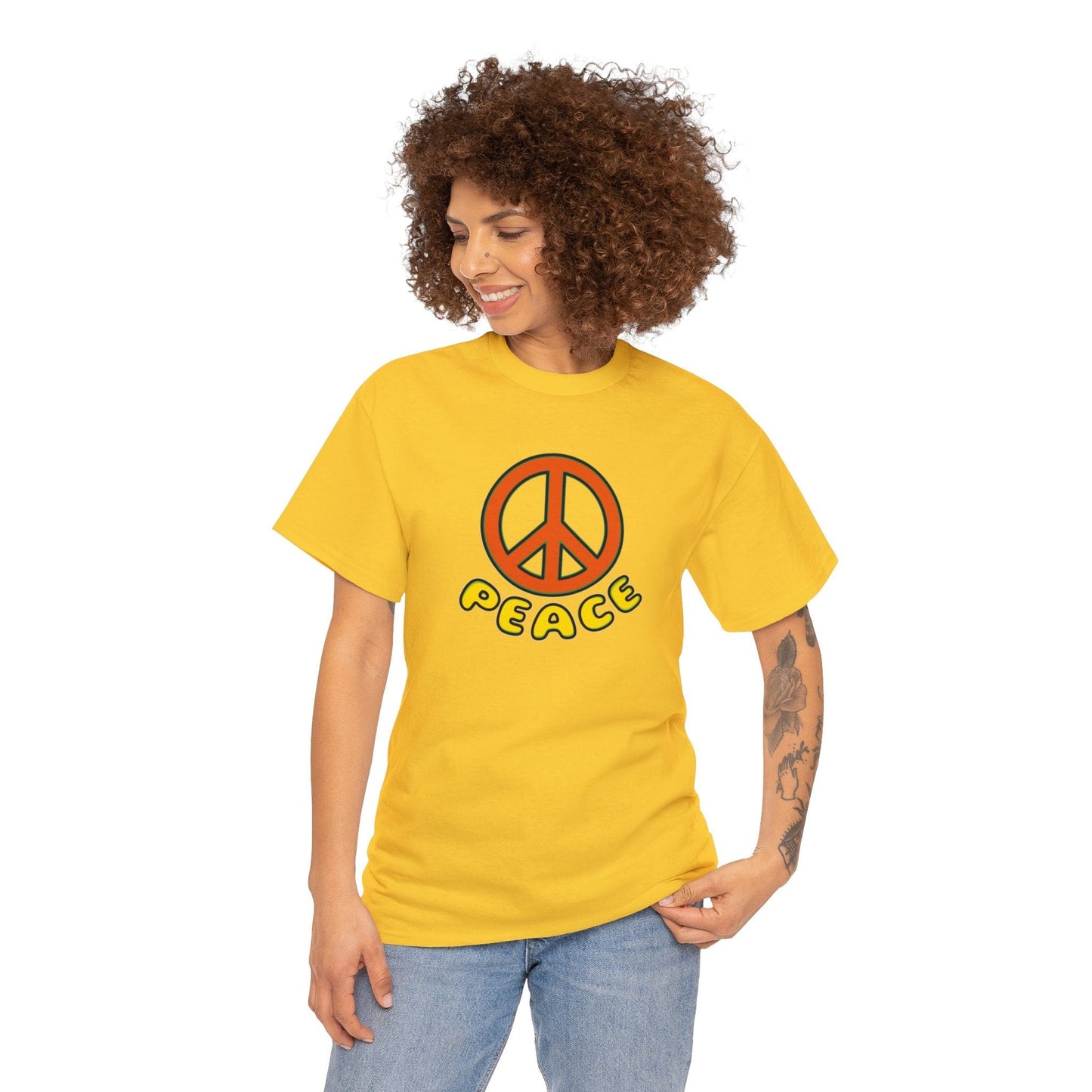 Give Peace a Chance 1960s Retro Design Unisex Heavy Cotton Tee. Vintage Design Tshirt for Peace Loving People.