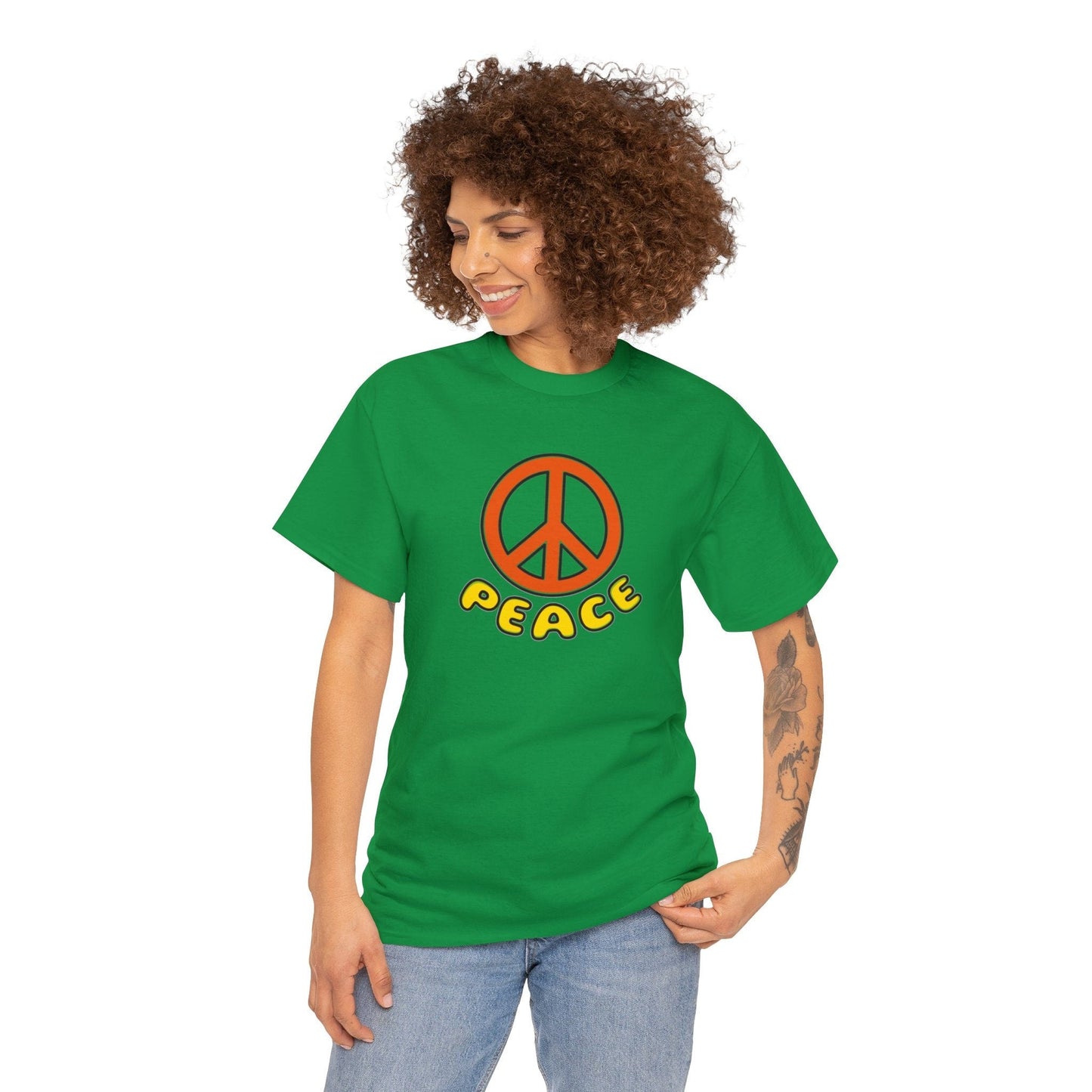 Give Peace a Chance 1960s Retro Design Unisex Heavy Cotton Tee. Vintage Design Tshirt for Peace Loving People.