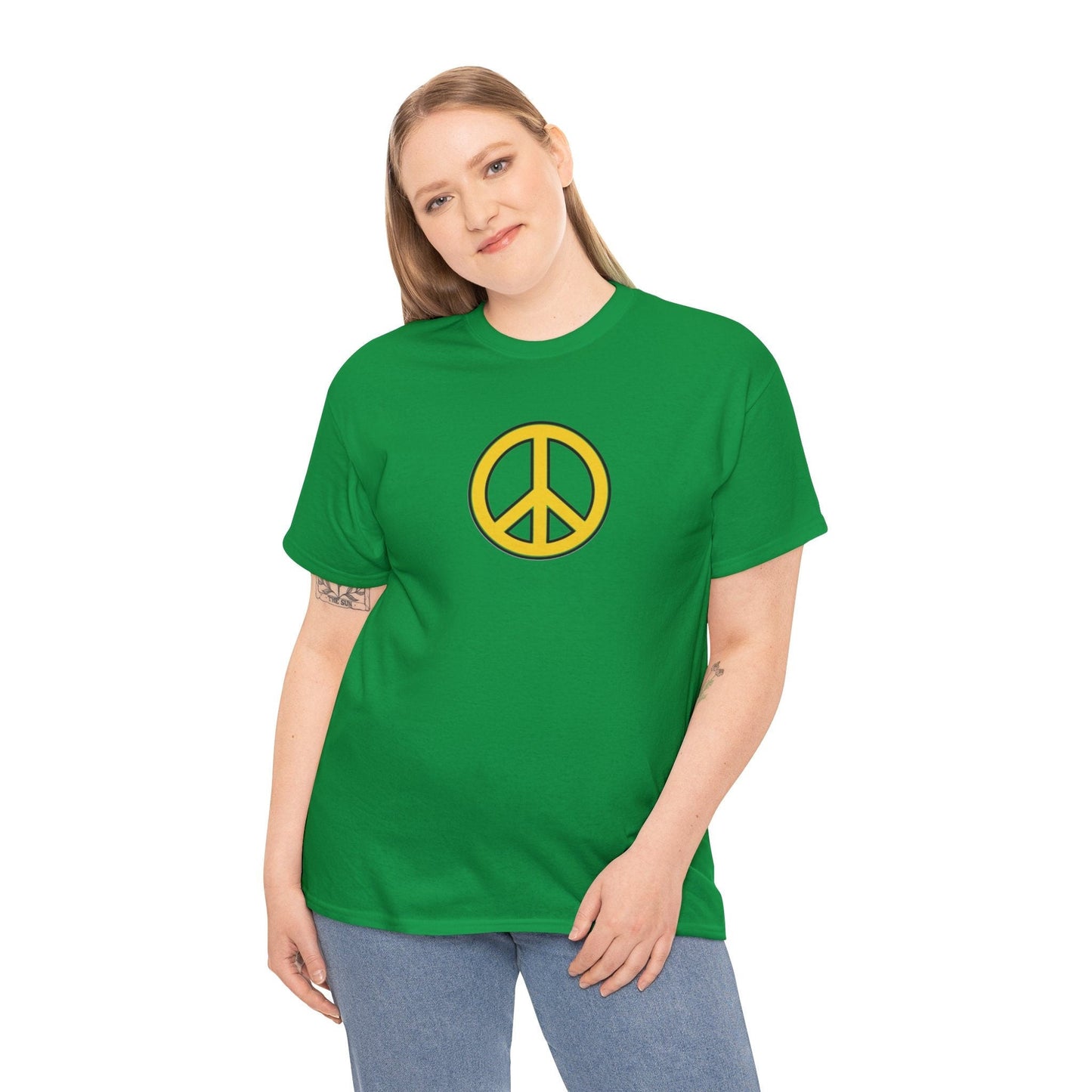 Give Peace a Chance 1960s Retro Design Unisex Heavy Cotton Tee (5.3 oz). Vintage Symbol Tshirt for Peace Loving People.