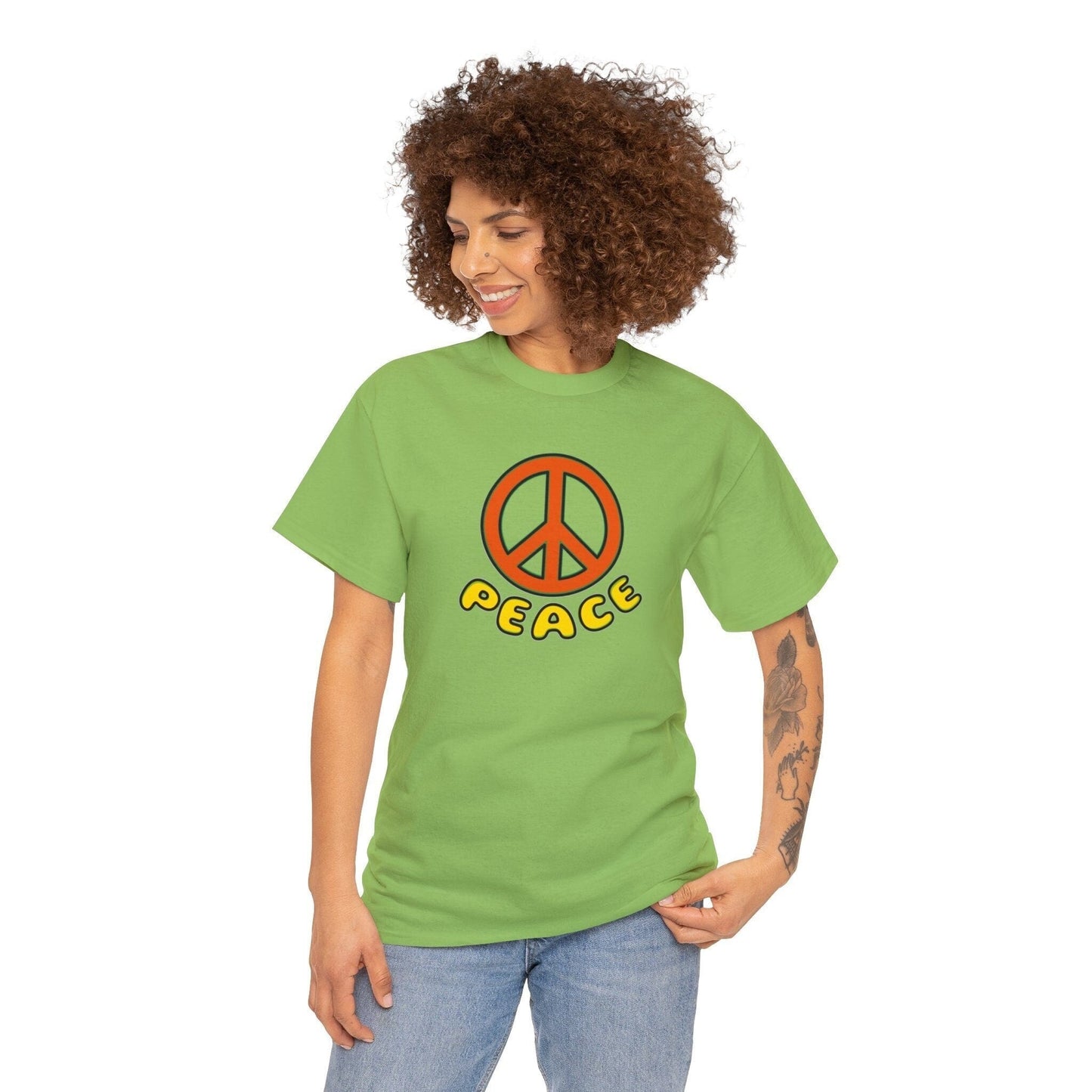 Give Peace a Chance 1960s Retro Design Unisex Heavy Cotton Tee. Vintage Design Tshirt for Peace Loving People.