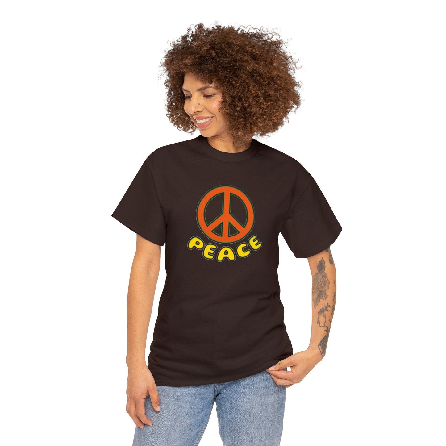 Give Peace a Chance 1960s Retro Design Unisex Heavy Cotton Tee. Vintage Design Tshirt for Peace Loving People.
