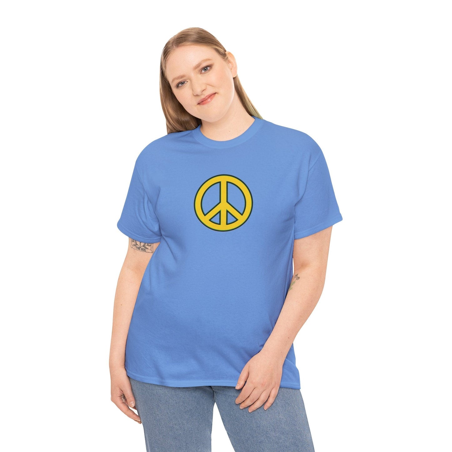 Give Peace a Chance 1960s Retro Design Unisex Heavy Cotton Tee (5.3 oz). Vintage Symbol Tshirt for Peace Loving People.