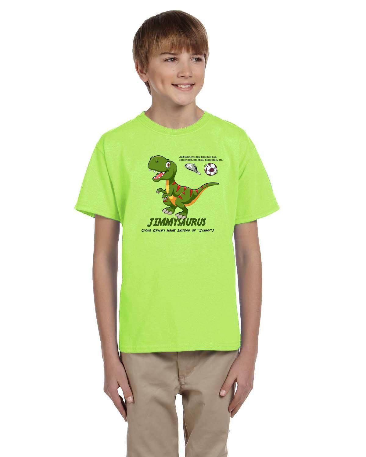 Personalized Kids Youth Dinosaur Tshirt. Custom Dino Tee with Your Child's Name on the Graphic Tee. Fun Dino Tee.10oz Heavy Cotton.