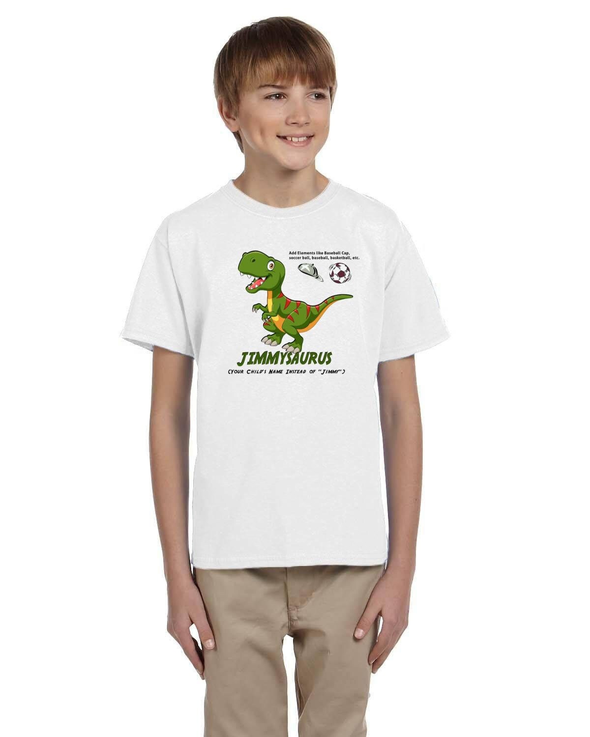 Personalized Kids Youth Dinosaur Tshirt. Custom Dino Tee with Your Child's Name on the Graphic Tee. Fun Dino Tee.10oz Heavy Cotton.