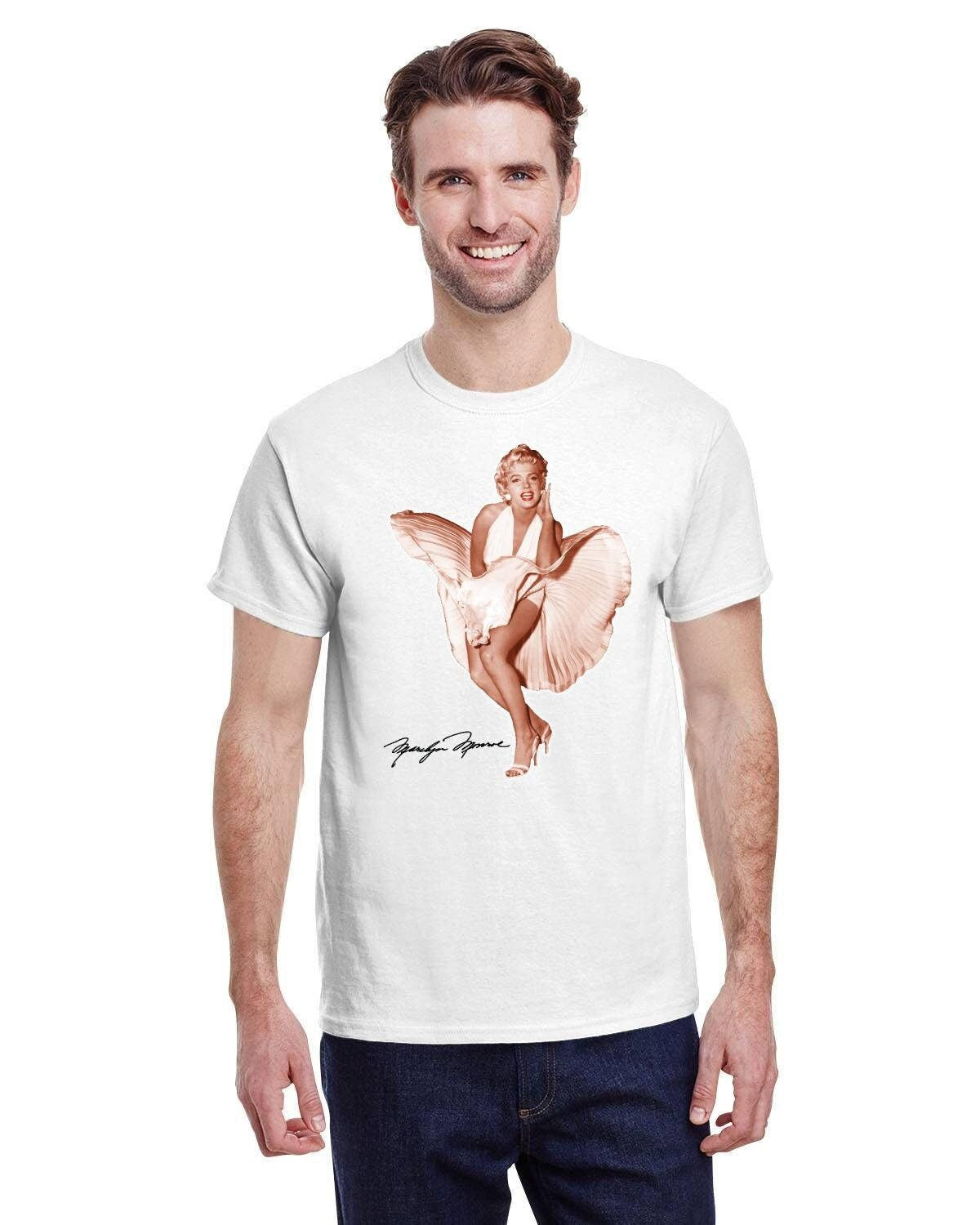 Marilyn Monroe with Red Lips from Movie with Dress Flying Up over Grate. Golden Era of Hollywood. 10oz Heavy Cotton. Iconic Movie Star.