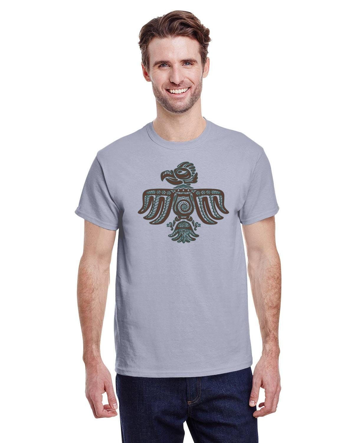 Native Thunderbird Design Tee. Indigenous Bird Art. Artistic Contemporary Fan Art. Nature Tshirt. Indian Totem Art. Heavy 10oz Cotton Tee.
