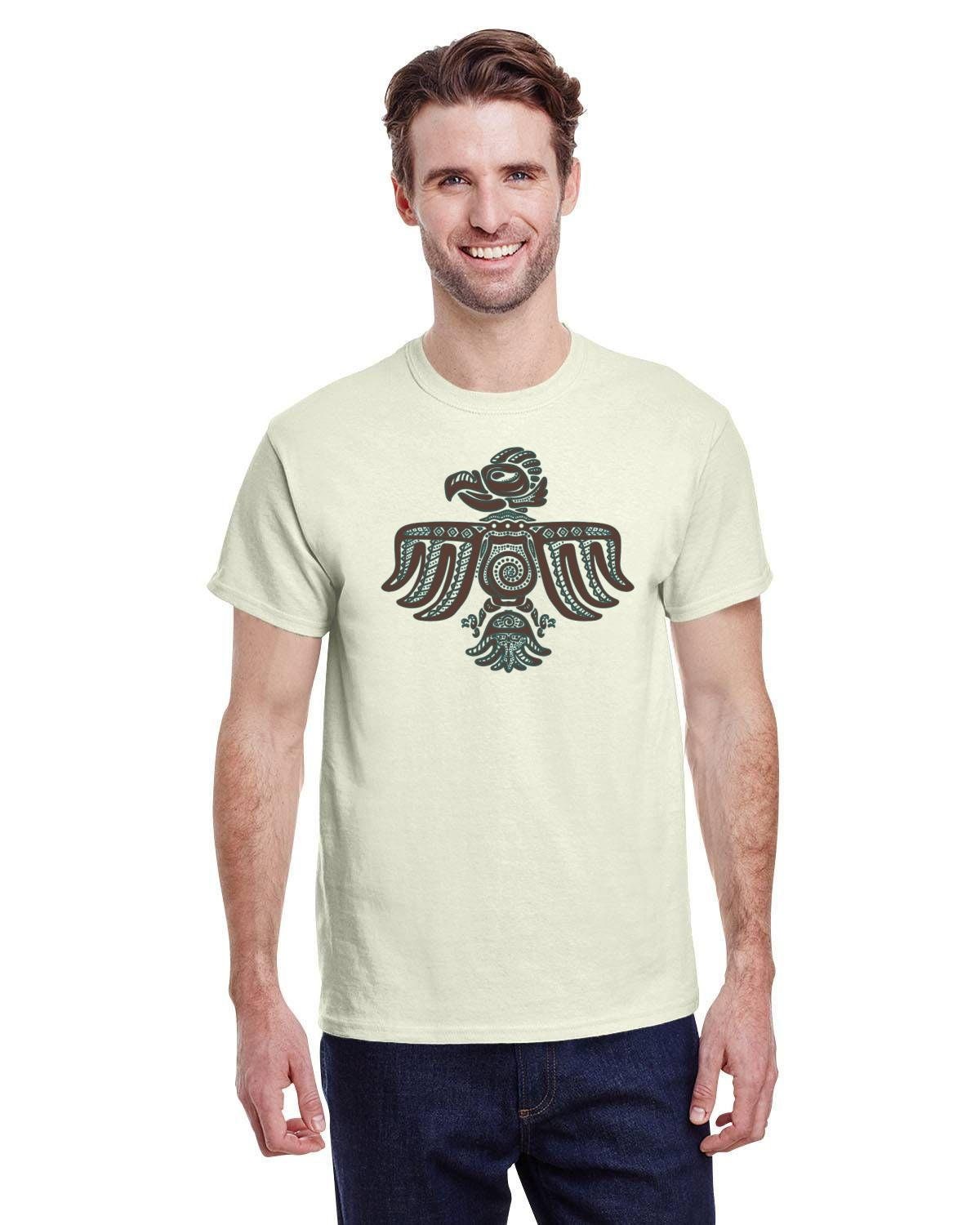 Native Thunderbird Design Tee. Indigenous Bird Art. Artistic Contemporary Fan Art. Nature Tshirt. Indian Totem Art. Heavy 10oz Cotton Tee.
