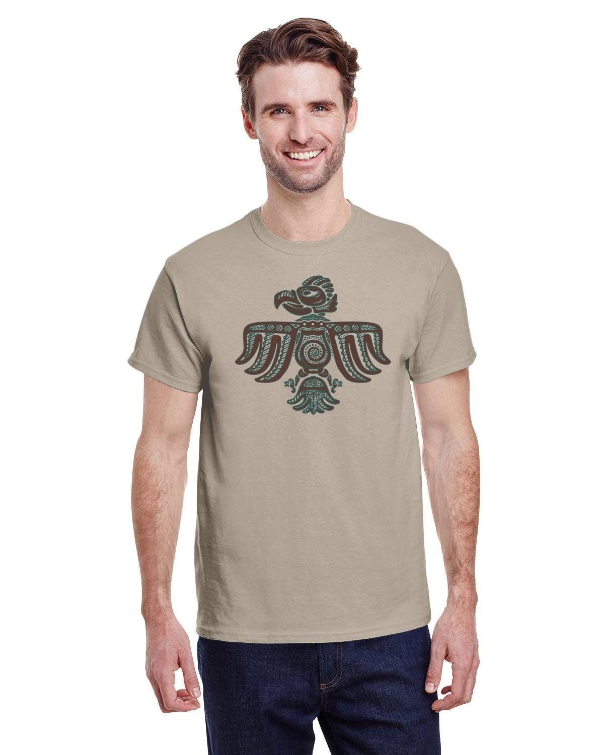 Native Thunderbird Design Tee. Indigenous Bird Art. Artistic Contemporary Fan Art. Nature Tshirt. Indian Totem Art. Heavy 10oz Cotton Tee.