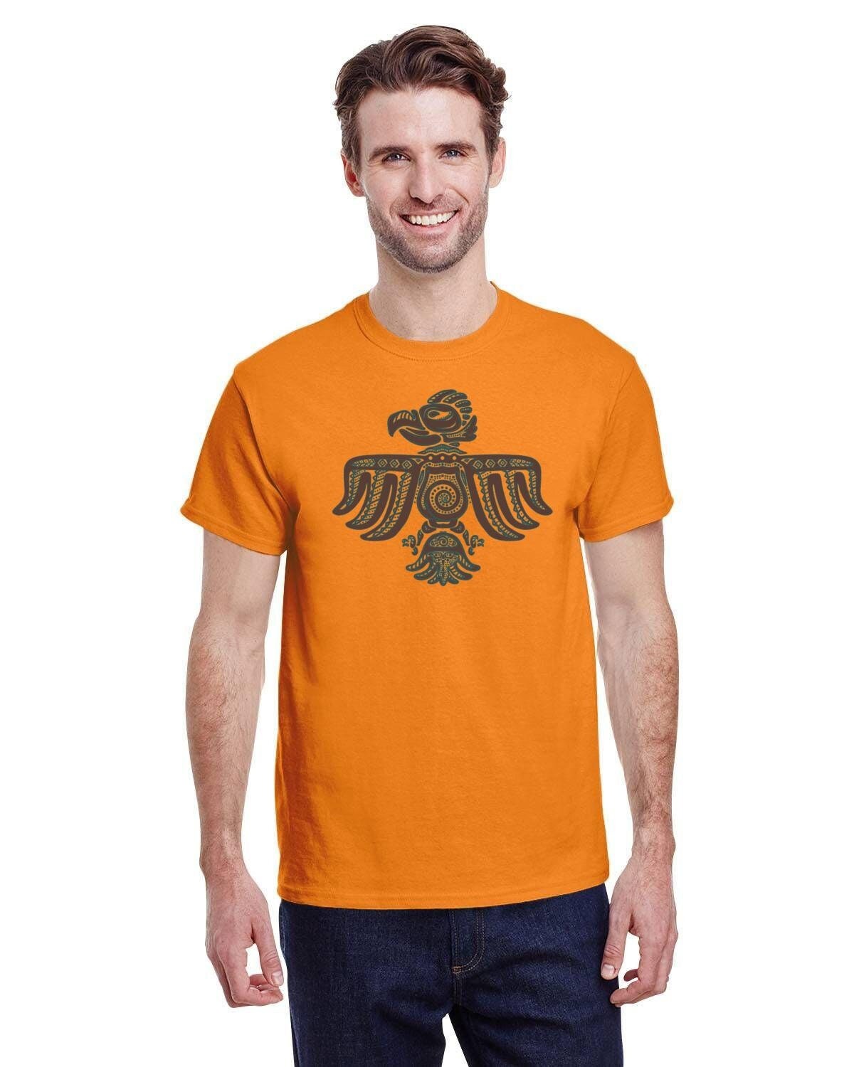 Native Thunderbird Design Tee. Indigenous Bird Art. Artistic Contemporary Fan Art. Nature Tshirt. Indian Totem Art. Heavy 10oz Cotton Tee.