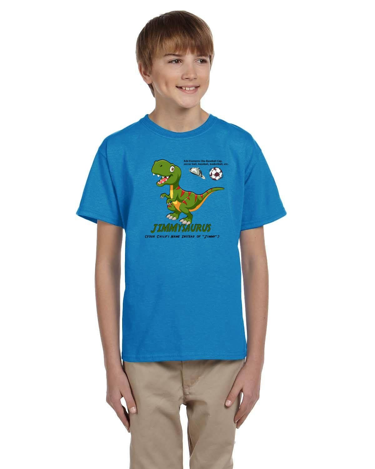 Personalized Kids Youth Dinosaur Tshirt. Custom Dino Tee with Your Child's Name on the Graphic Tee. Fun Dino Tee.10oz Heavy Cotton.