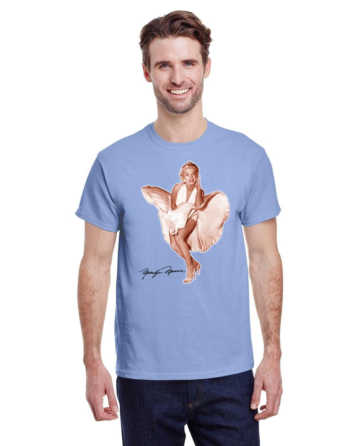 Marilyn Monroe with Red Lips from Movie with Dress Flying Up over Grate. Golden Era of Hollywood. 10oz Heavy Cotton. Iconic Movie Star.