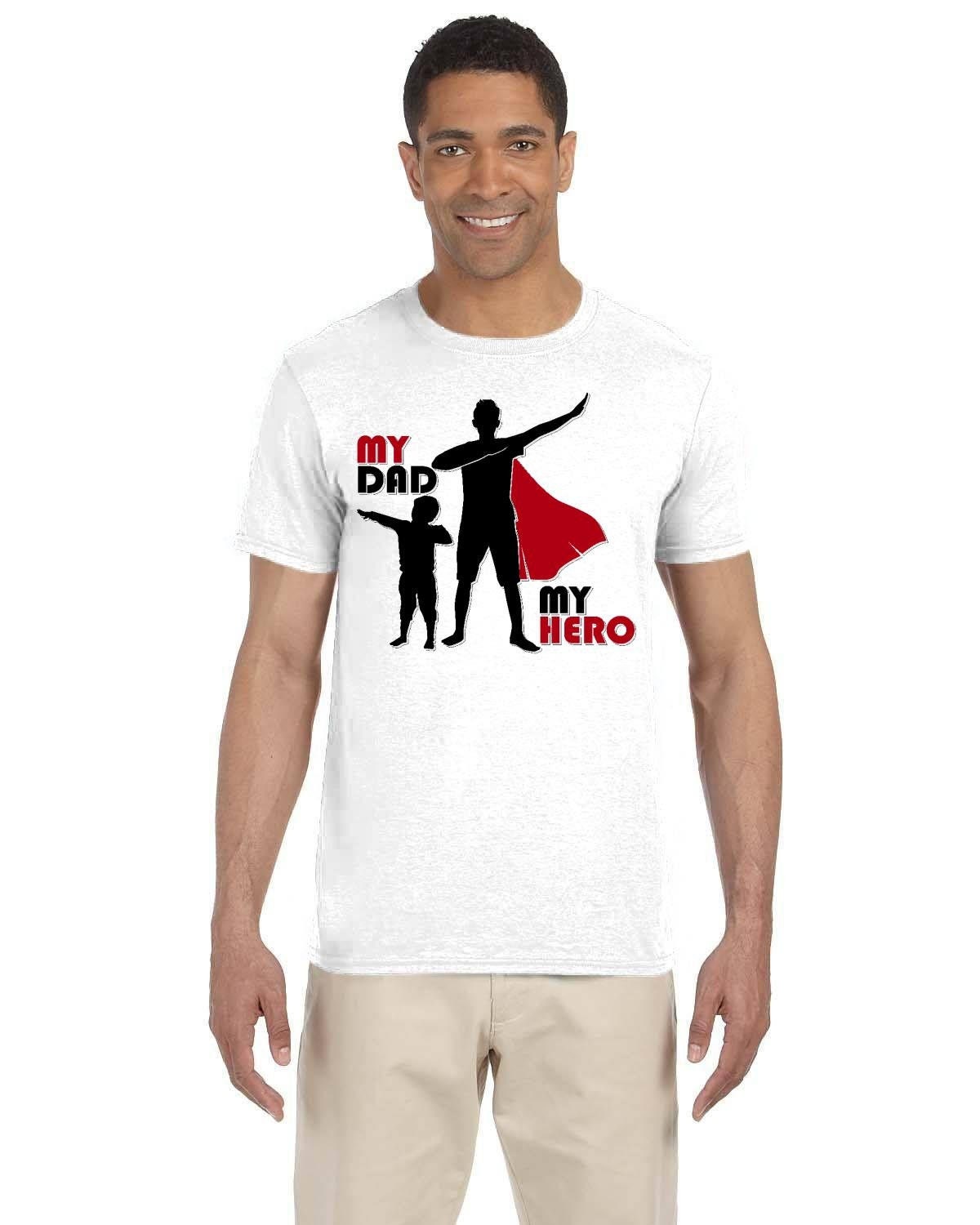 My Dad My Hero Fathers Day Tshirt. Great Gift for Daddy. Husband Gift. Papa Tee Shirt.