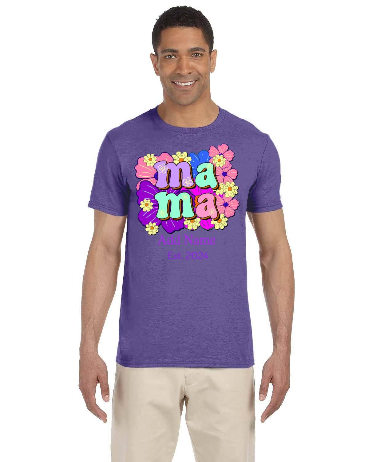 Mama Soft T-shirt. Mother's Day Personalized Tees. Custom Name Tee Shirts. Custom Design Add Name Gift.