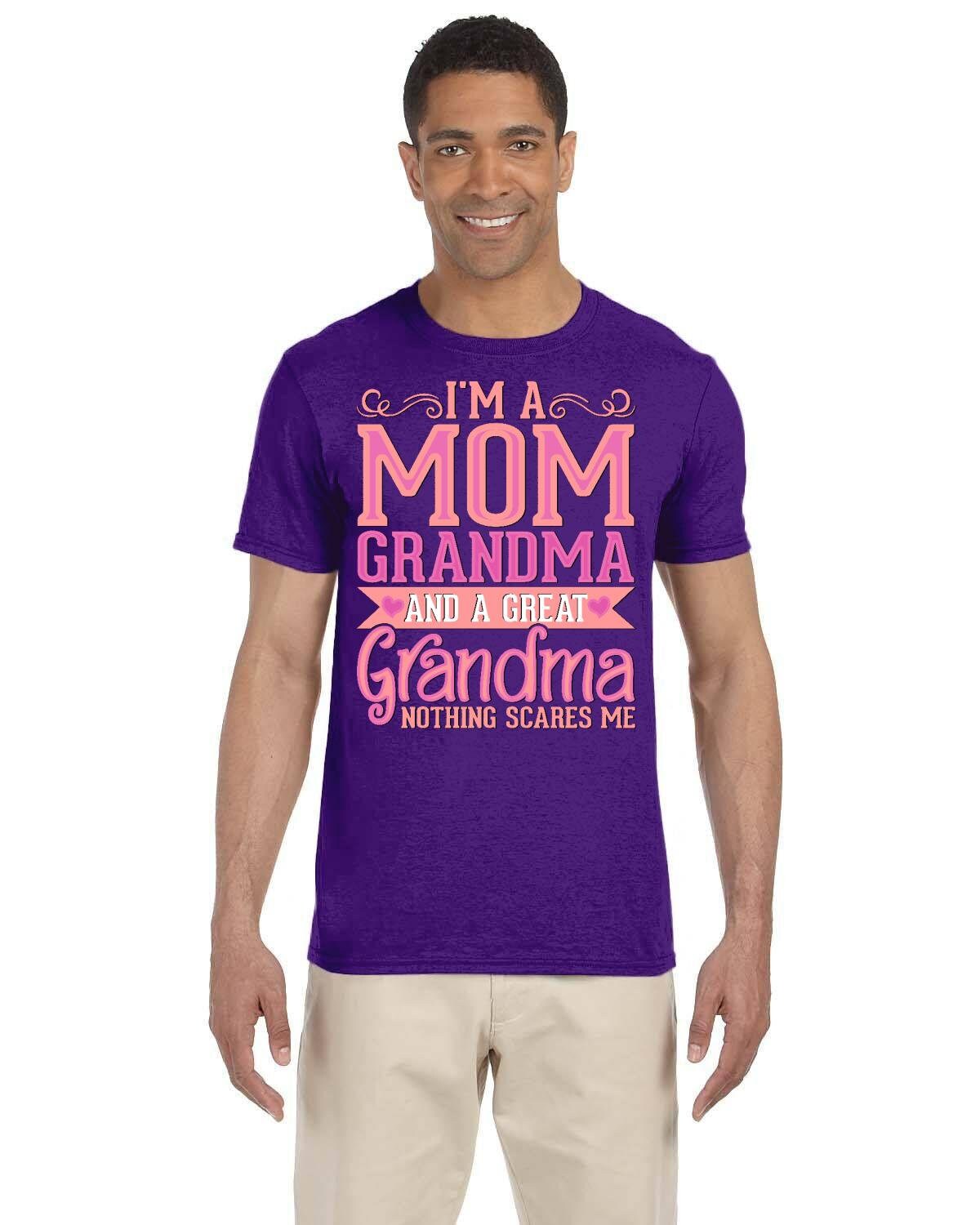 Custom Mothers Day Tshirt. Mom Grandma Great Grandma Nothing Scares Me Tee Shirt. Personalized Mothers Day Gift T-Shirt. Graphic Tees.