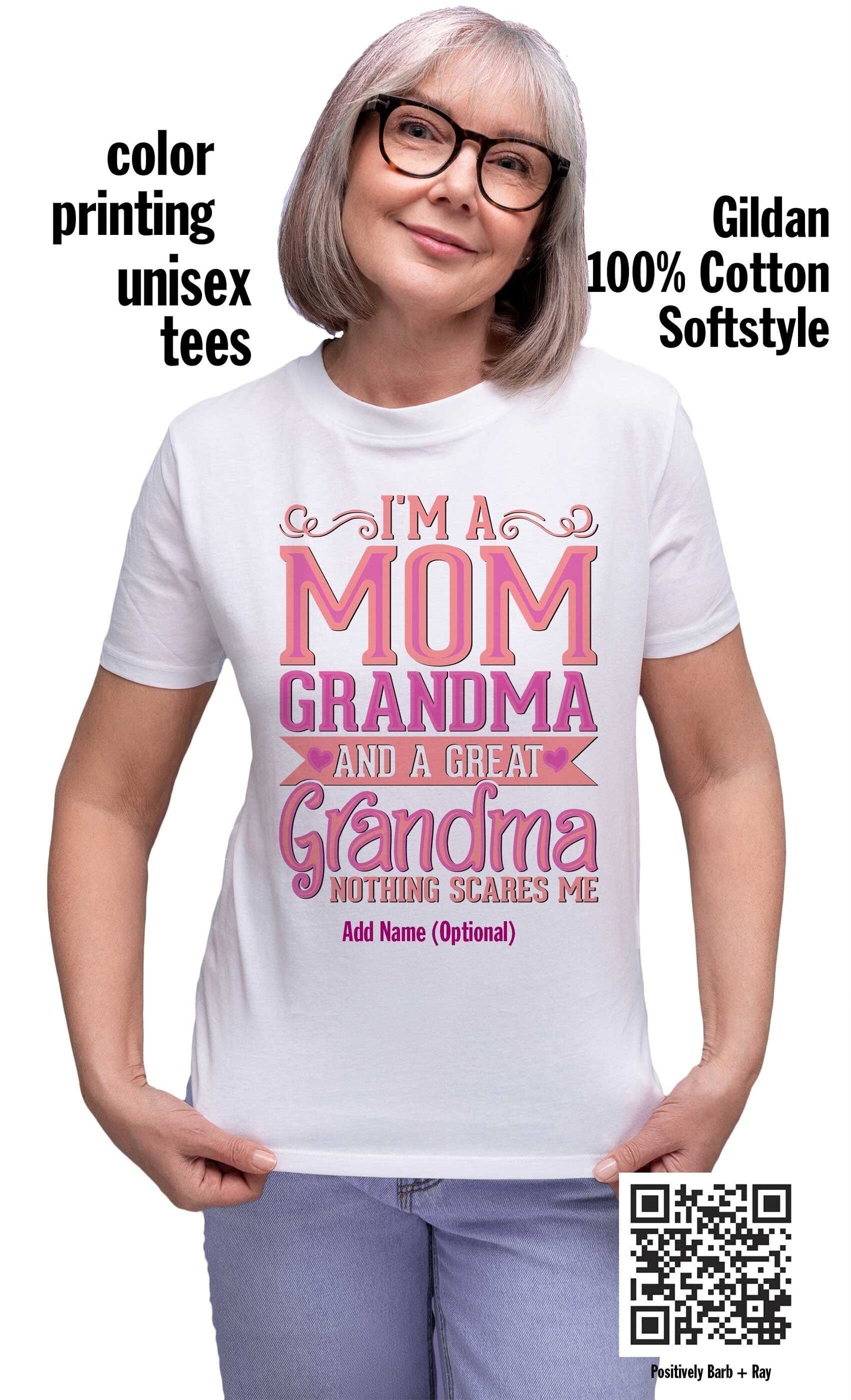 Custom Mothers Day Tshirt. Mom Grandma Great Grandma Nothing Scares Me Tee Shirt. Personalized Mothers Day Gift T-Shirt. Graphic Tees.