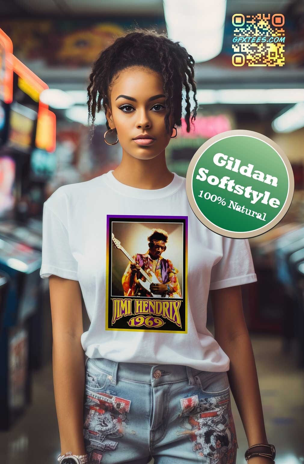 Jimi Hendrix T-shirt. Jimi Hendrix Music. 1969 Hendrix Tshirt. Jimi Music. Proud Canadian Clothing. Free Shipping in Canada and the USA.