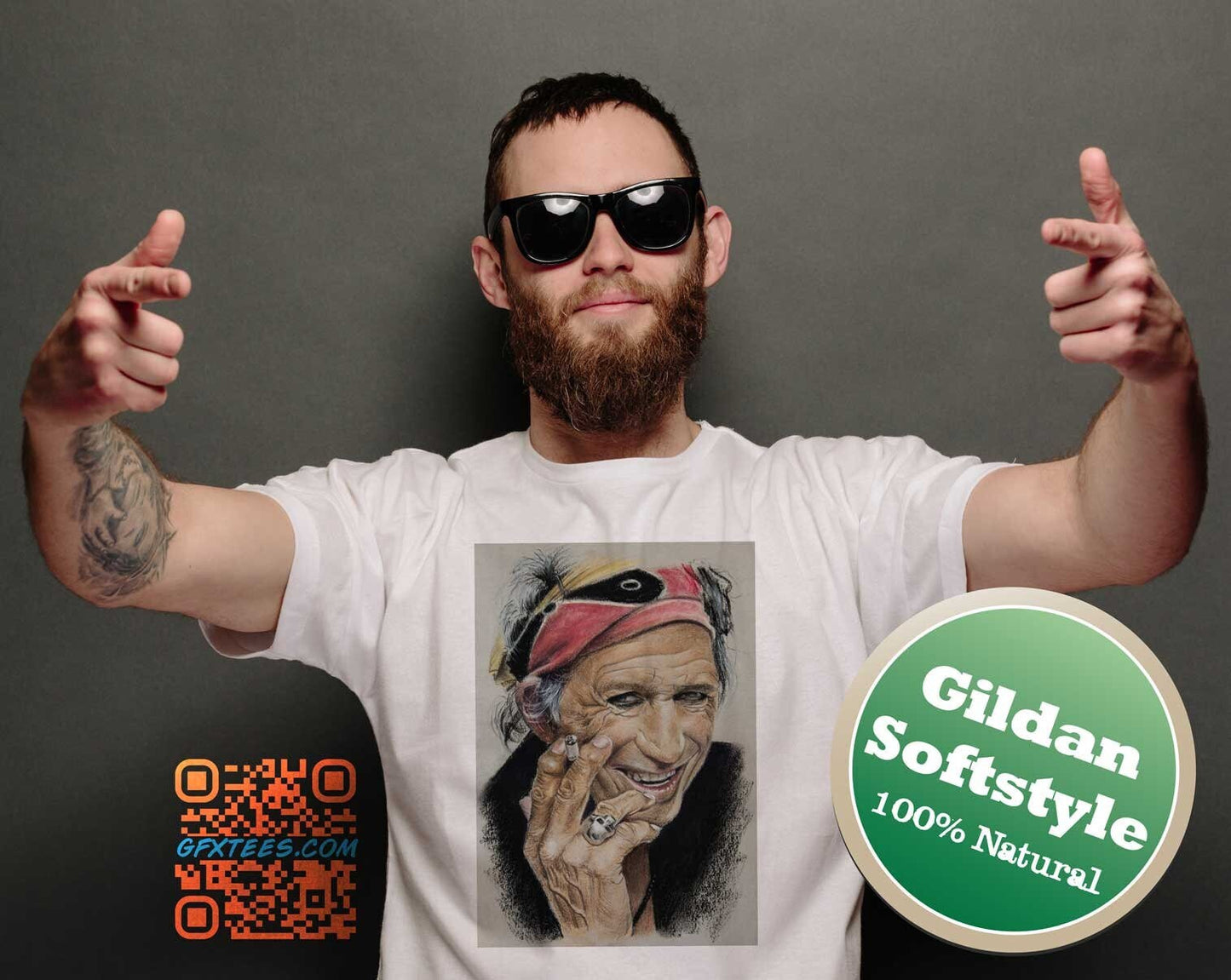 Keith Richards T-shirt. Keith Richards Portrait Art Tee. The Stones Keith Richards.Proud Canadian Clothing. Free Shipping.