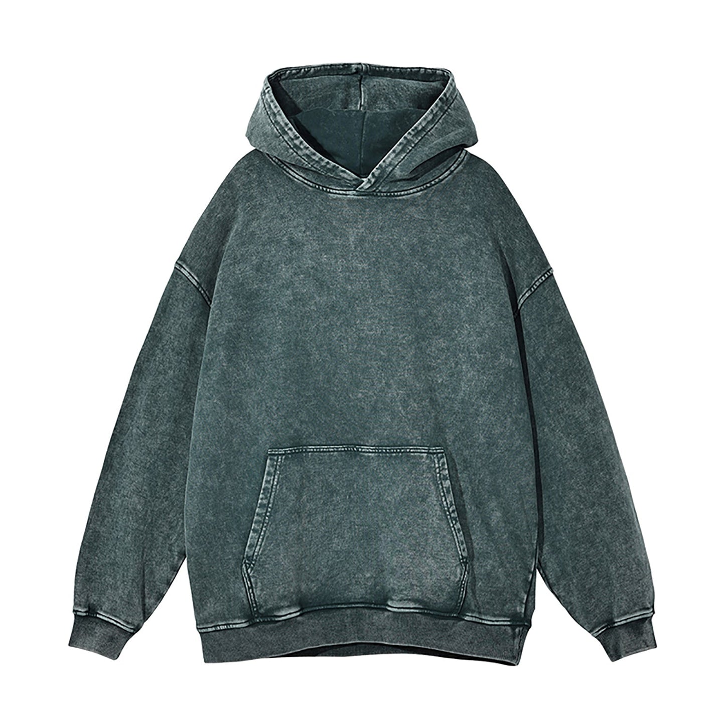 Borg Robot Wolf Design Acid Wash Oversize Hoodie. Animal Dog Acidwash.