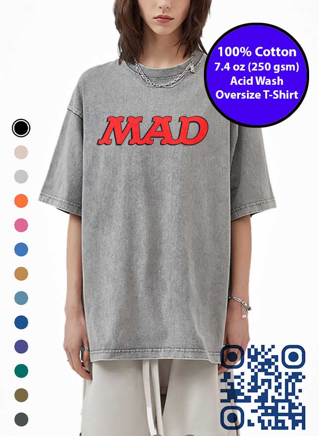Iconic Mad Magazine Logo Acid Wash T-Shirt. Made in Toronto Tee.