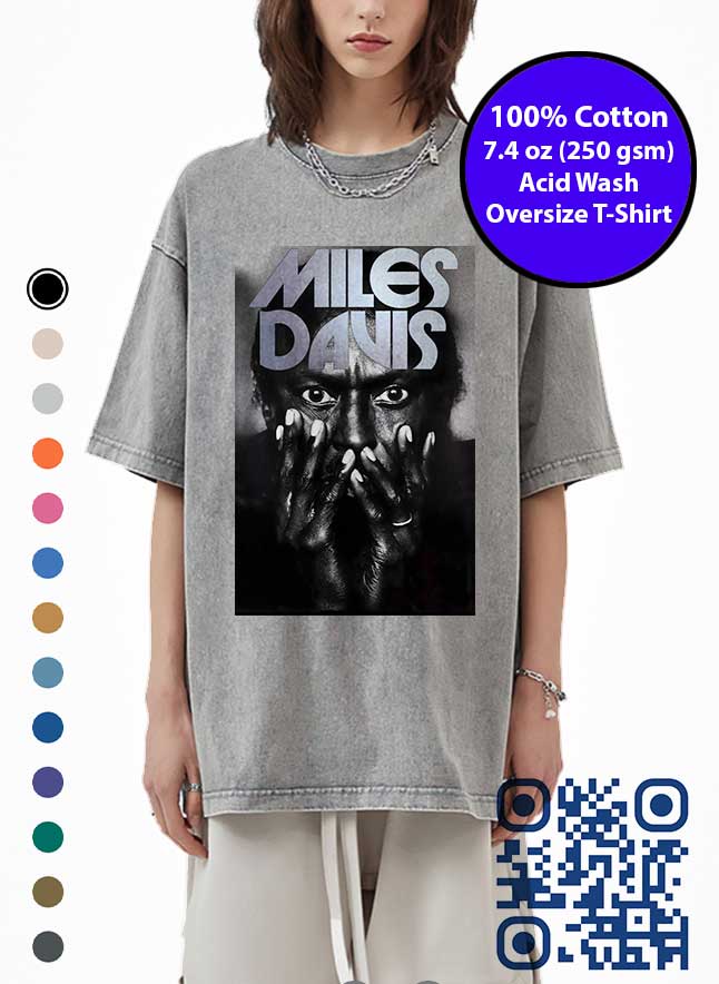 Miles Davis Cool Cover Acid Wash T-Shirt. Made in Toronto Tee. Music Tshirt.