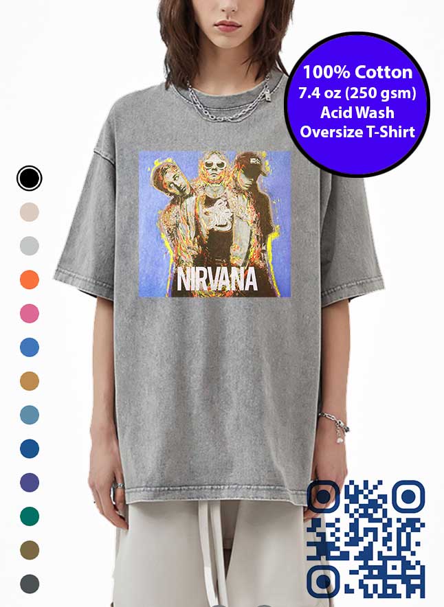 Nirvana Art Album Cover Acid Wash T-Shirt. Made in Toronto Tee. Grunge Music Tshirt.