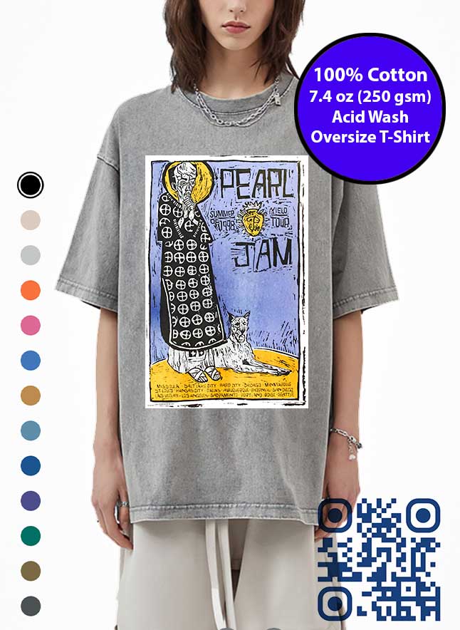 Pearl Jam Poster Art Acid Wash T-Shirt. Made in Toronto Tee.