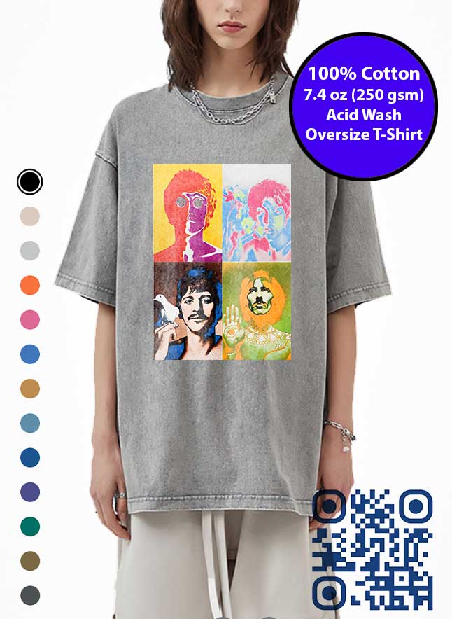 Retro Psychedelic Beatles Acid Wash T-Shirt Artistic Reproduction. Made in Toronto Tee.
