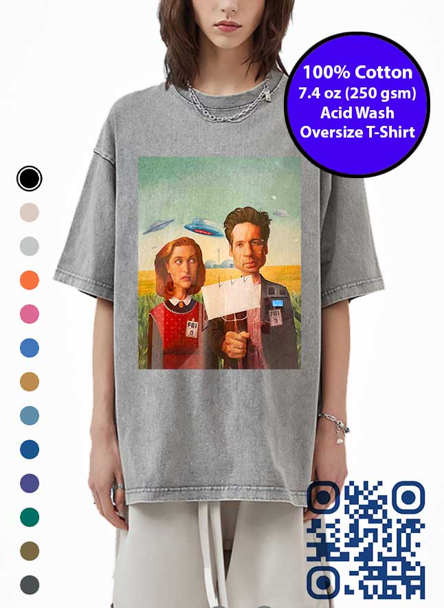 The X-Files Mulder and Skully Acid Wash T-Shirt. Made in Toronto Tee. X-Files TV Show Tshirt.