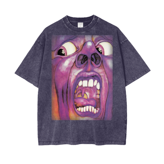 king crimson album cover,acid wash band tee