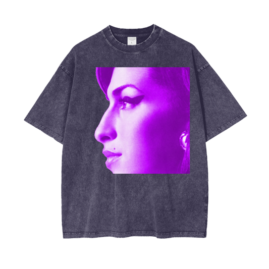 Amy Winehouse Photo Acid Wash Oversized T-Shirt. Custom TShirts.