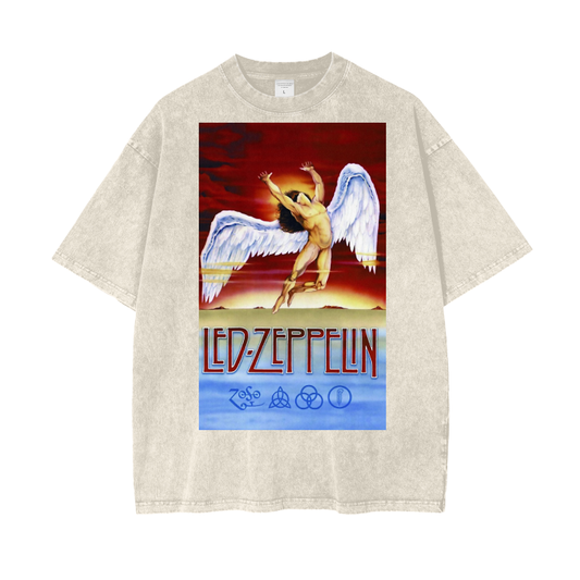 Led Zeppelin Icarus Zoso Acidwash T-shirt. Oversized Acid Wash Tee.