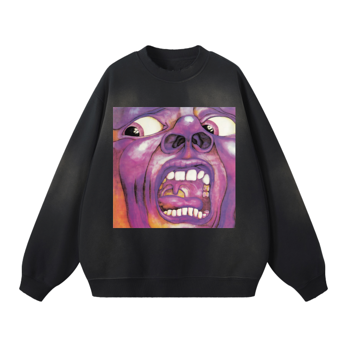 King Crimson Streetwear Unisex Monkey Washed Dyed Fleece Sweatshirt.