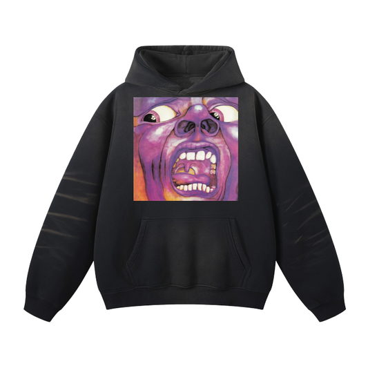 King Crimson Streetwear Unisex Monkey Washed Dyed Fleece Hoodie.