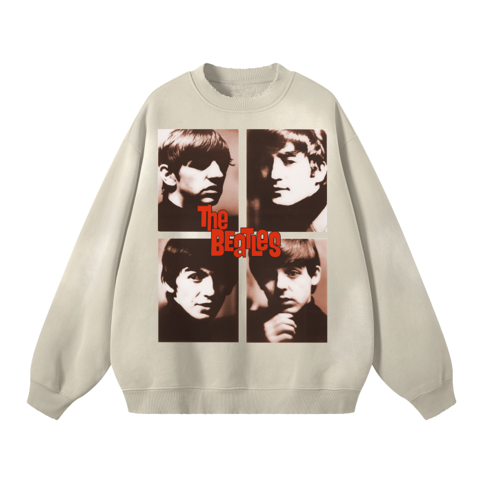 The Four Lads Sweatshirt. The Beatles Streetwear Unisex Monkey Washed Dyed Fleece Pullover Sweatshirt.