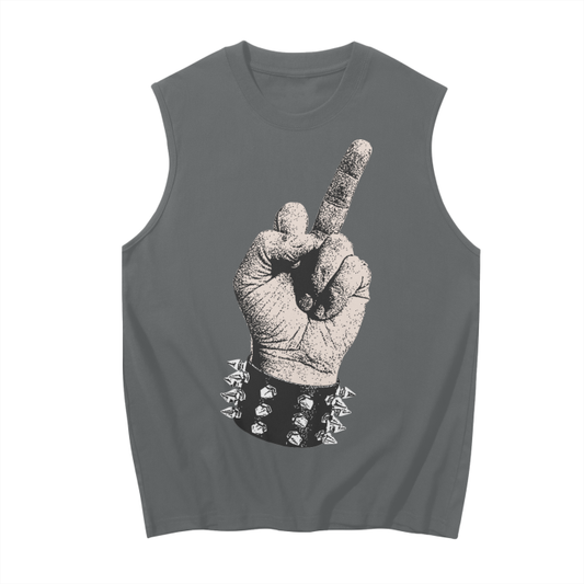 Middle Finger Sleeveless Tank Top. Flip The Bird Shove It Tee Tshirt.