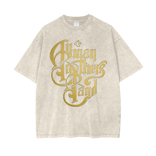 Allman Brothers Band Logo Acid Wash Oversized T-Shirt.